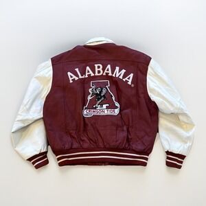Vintage Alabama Crimson Tide Jacket Mens L Leather Bomber 1992 National Champs